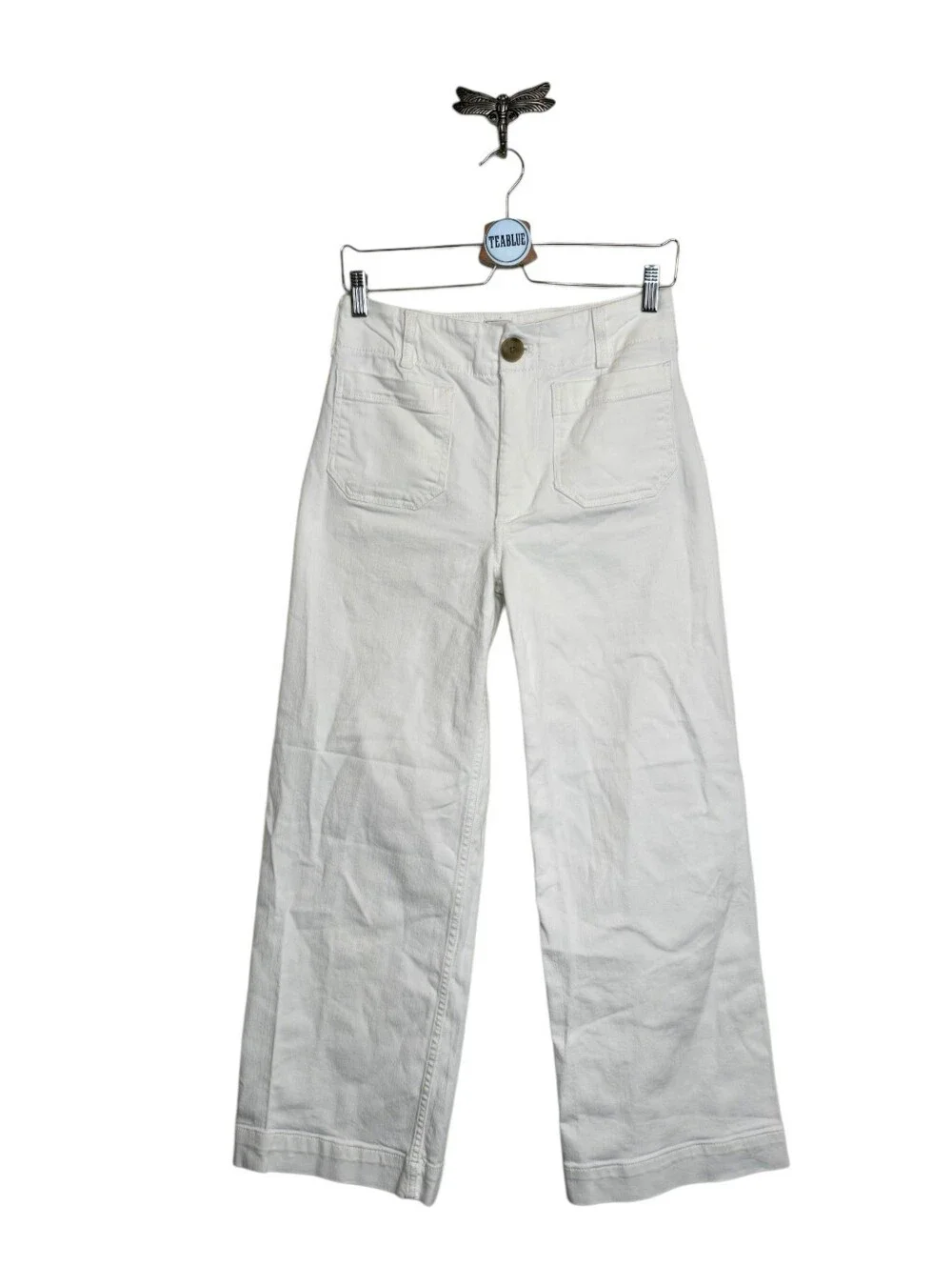Anthropologie Maeve The Colette Full Length Wide-Leg Jeans White Size 26 Denim
